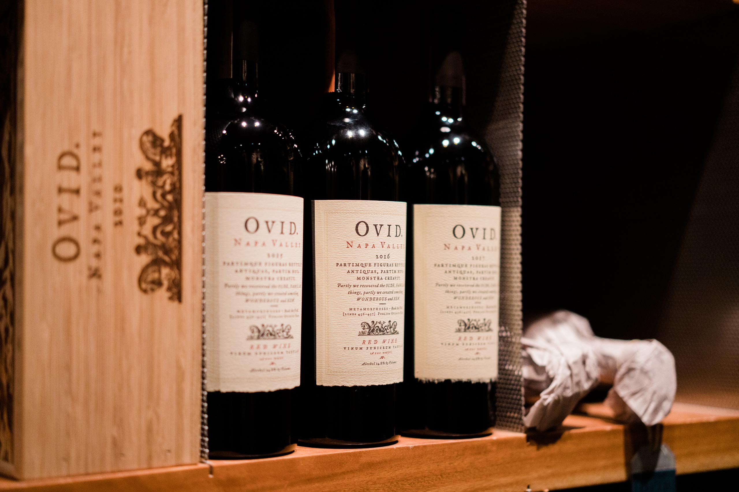 OVID Napa Valley wine bottles