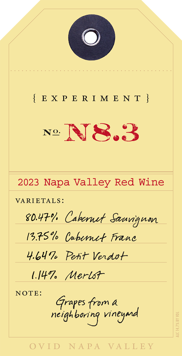 2023 Red Experiment N8.3 wine bottle label